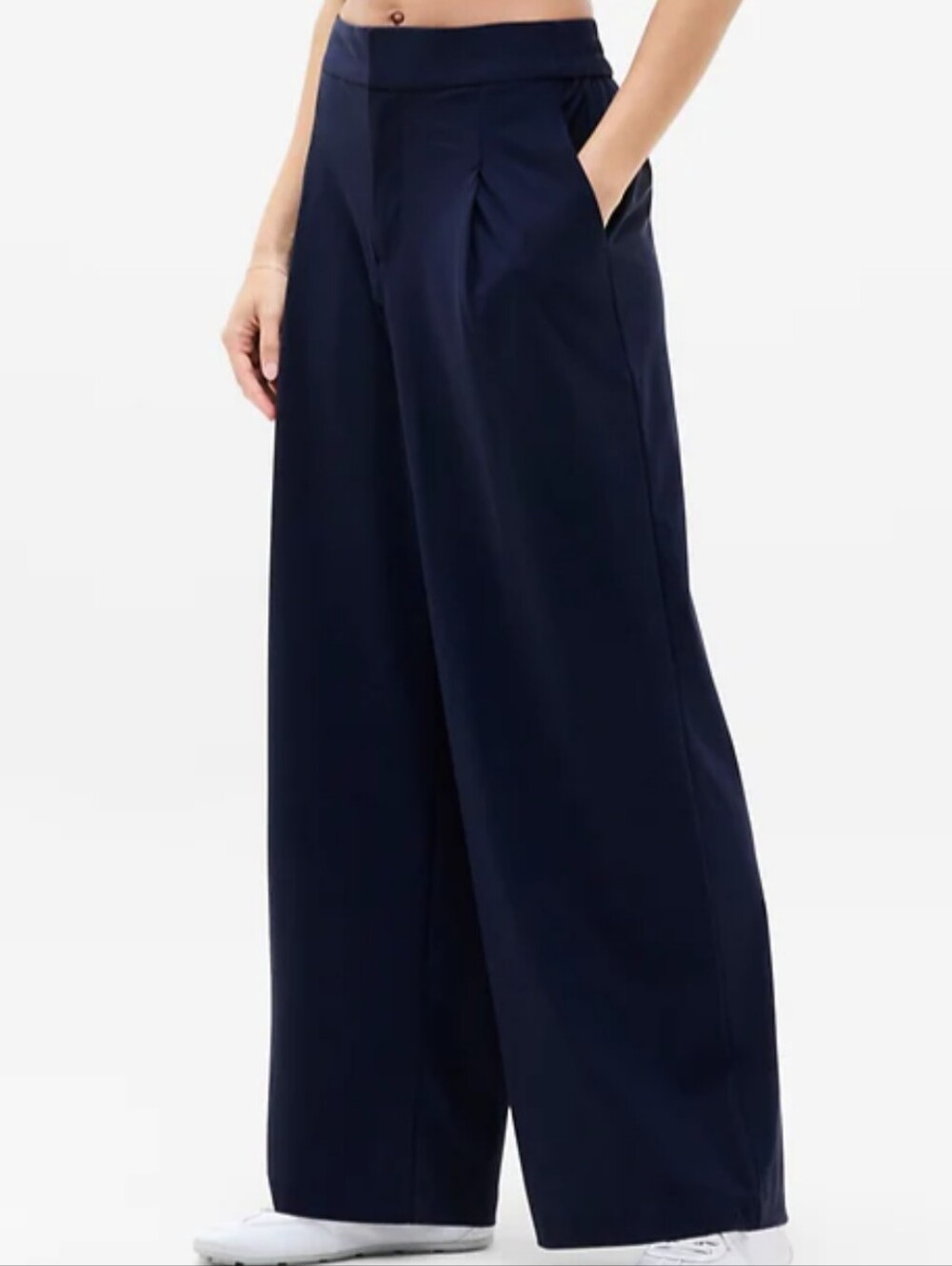 Athleta Black Satin Wide Leg Pants XL Hybrid Waistline Elastic Back